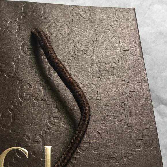 GUCCI Gift/Shopping Bag Paper Small Brown BRAND NEW Gold 9x6.5x3.75 - Picture 4 of 5